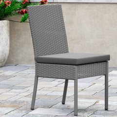 Outsunny Set of Two Armless Rattan Garden Chairs - Dark Grey