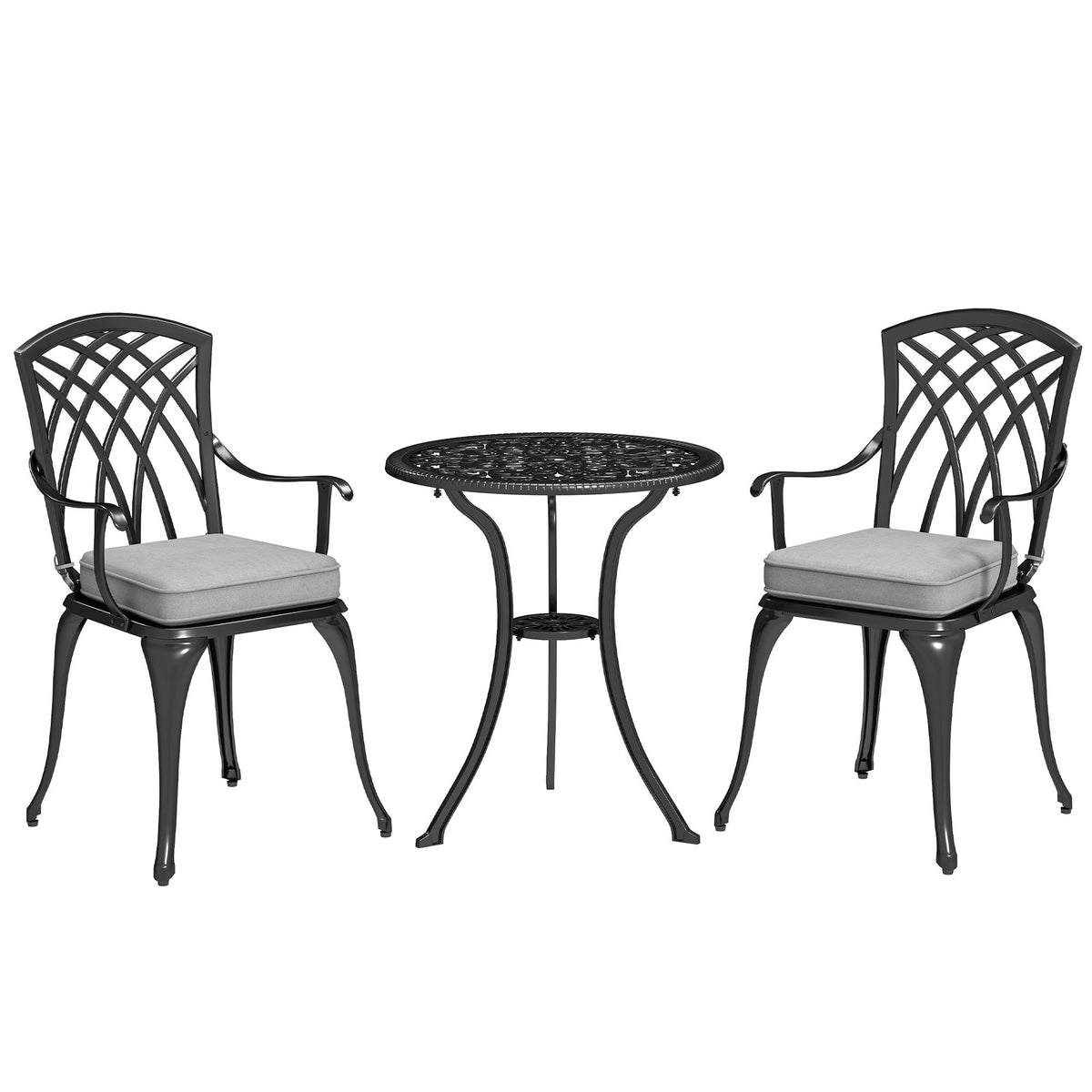 Outsunny Three-Piece Cast Aluminium Bistro Set - Black