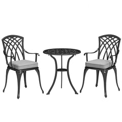 Outsunny Three-Piece Cast Aluminium Bistro Set - Black