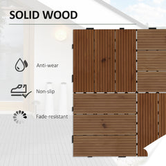 Outsunny 27 Pcs Wooden Interlocking Decking Tiles, 30 x 30 cm Anti-slip Outdoor Flooring Tiles, 0.81√£≈Ω¬° per Pack, All Weather Use for Patio, Balcony, Terrace, Hot Tub, Brown