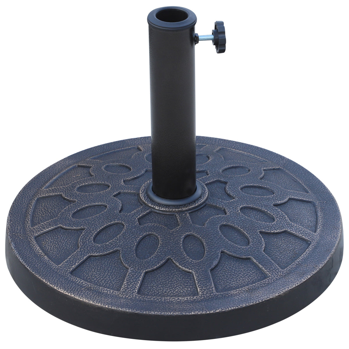 Outsunny 13kg Resin Umbrella Stand Holder, Garden Parasol Base for 38mm or 48mm Outdoor Umbrella Poles, Bronze Tone