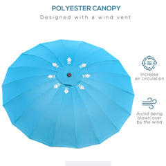 مظلة خارجية خارجية قابلة للتعديل من Outsunny Shanghai Garden Parasol مقاس 2.5 متر مع كرنك وإمالة، باللون الأزرق