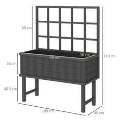 وعاء خشبي للحديقة من Outsunny مقاس 45 × 105 سم مع تعريشة - رمادي