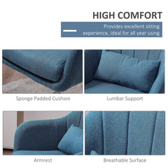 HOMCOM Swivel Linen Fabric Accent Chair for Living Room Contemporary Vanity Armchair with Adjustable Height Thick Cushion Lumbar Support Armrest for Bedroom Office Blue