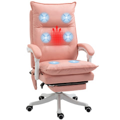 Vinsetto Vibration Massage Office Chair with Heat, Ergonomic Computer Desk Chairs, Faux Leather Desk Chair with Footrest, Armrest and Reclining Backrest, Pink