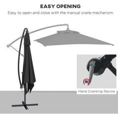 Outsunny 3m Cantilever Overhanging Parasol, with Cross Base - Black