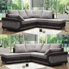 Swansea High Back Fabric Black and Grey Corner Sofa - Right and Left Arm