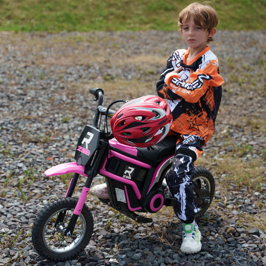 HOMCOM 24V Electric Motorbike with Twist Grip Throttle, Music, Horn, 12" Pneumatic Tyres, 16km/h Max Speed - Pink