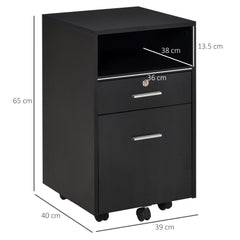 Vinsetto Lockable Two-Drawer Filing Cabinet, with Wheels - Black