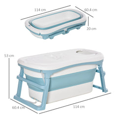 HOMCOM Foldable Bathtub Kids Bath Tub with Lid Large Freestanding Bathtubs Home Sauna for Toddler Children Teenage 1 - 12 Years