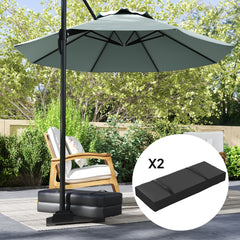 Outsunny Parasol Weights Set of 2, Parasol Base Weights Bags, 25kg Fillable Sandbag Weights with Handles, Cantilever Umbrella Base Weights, Black