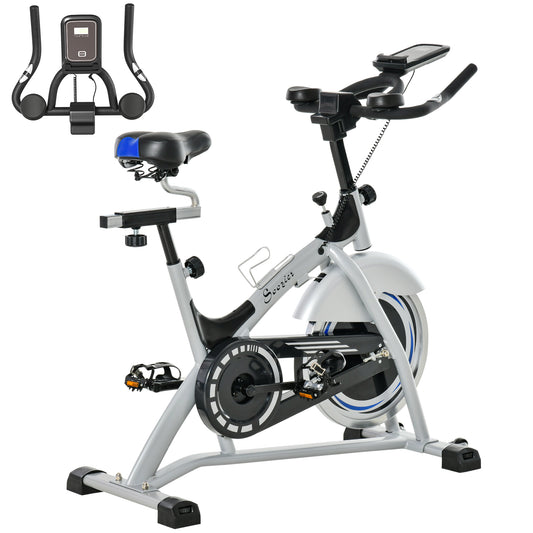 HOMCOM Indoor Cycling Exercise Bike with 397lbs Weight Capacity, Quiet Drive Fitness Stationary, 15KG Flywheel Cardio Workout Bicycle, Adjustable Seat& Resistance, w/LCD Monitor, Bottle Holder