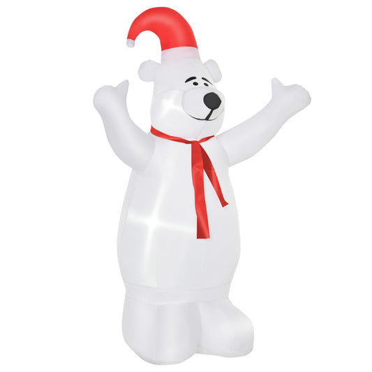 HOMCOM 6ft Tall Outdoor Inflatable Bear Airblown Projection Holiday Christmas Lawn D√É¬©cor