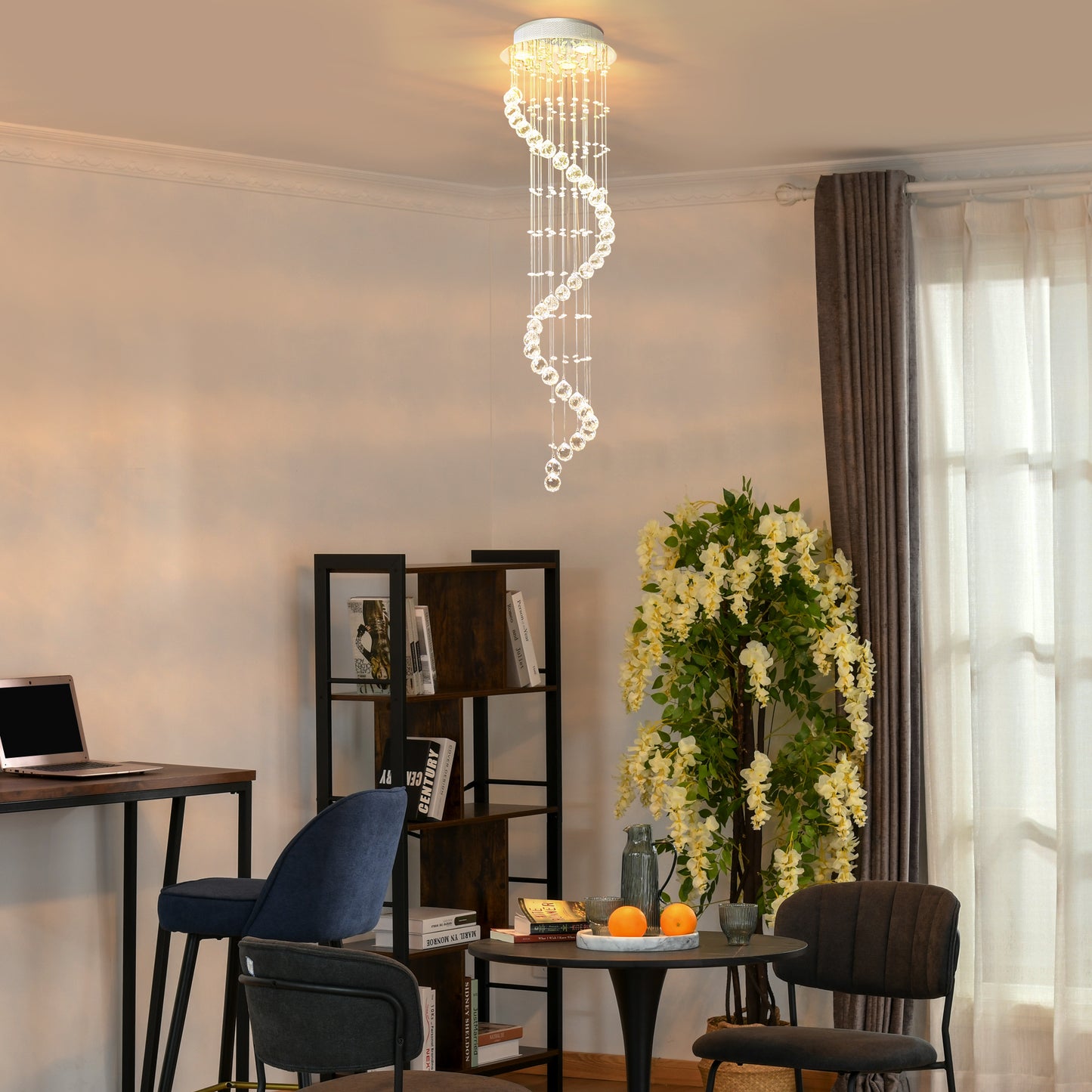 HOMCOM Modern Crystal Chandelier Ceiling Light Pendant Lamp Chrome Finish Glass Droplets New, √ê¬§30 x 120cm
