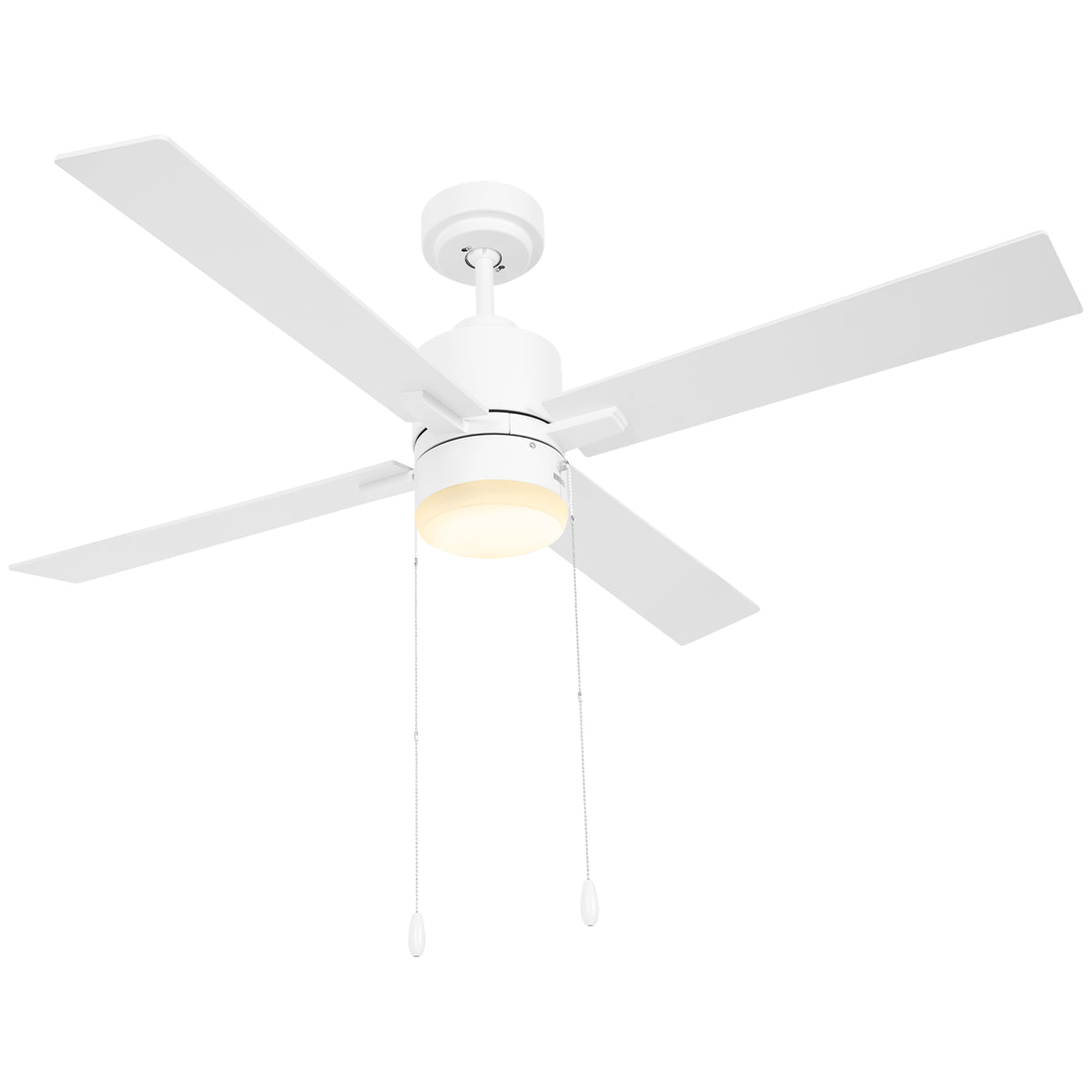 HOMCOM Ceiling Fan with LED Light, Flush Mount Ceiling Fan Lights with Reversible Blades, Pull-chain, White and Natural Tone