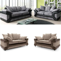 Swansea Jumbo Cord 3 Seater and 2 Seater Sofa Set - Gray and Black