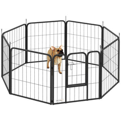 PawHut 8 Panels Heavy Duty Dog Playpen with Door Indoor Outdoor, for Small Dogs, 60cm High