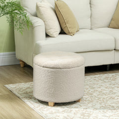 HOMCOM 31.8L Teddy Fleece Storage Ottoman - Cream White