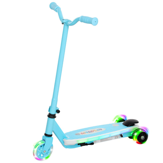 AIYAPLAY Electric Scooter for Kids Ages 4-7, with Auxiliary Rear Wheels, Flashing LED Light and Electric Brake, Kids Electric Scooter for Boys Girls, 6 KM/H & 8 KM, Blue