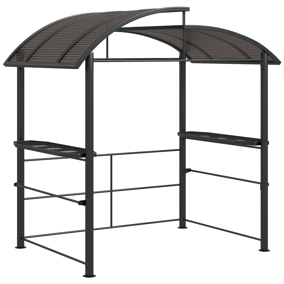 Outsunny 2.4 x 1.5m Outdoor Grill Gazebo with Side Shelves, PC Board Roof, Dark Grey