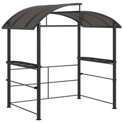 Outsunny 2.4 x 1.5m Outdoor Grill Gazebo with Side Shelves, PC Board Roof, Dark Grey