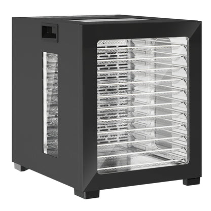 HOMCOM Food Dehydrator with 12 Stainless Steel Tray, 850W Food Dryer Machine with LED Touch Panel, 40-70√¢‚Äû∆í Adjustable Temperature, 48H Timer for Drying Fruit, Meat, Vegetable, Jerky, Pet Treat, Black