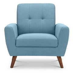 Monza Stylish Retro Linen Fabric Armchair - Blue