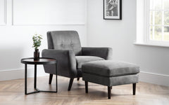 Monza Stylish Retro Velvet Fabric Armchair - Mid-Grey