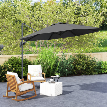 Outsunny 3 x 3(m) Cantilever Parasol with Cross Base, Garden Umbrella with 360√Ç¬∞ Rotation, Crank Handle and Tilt for Outdoor, Black