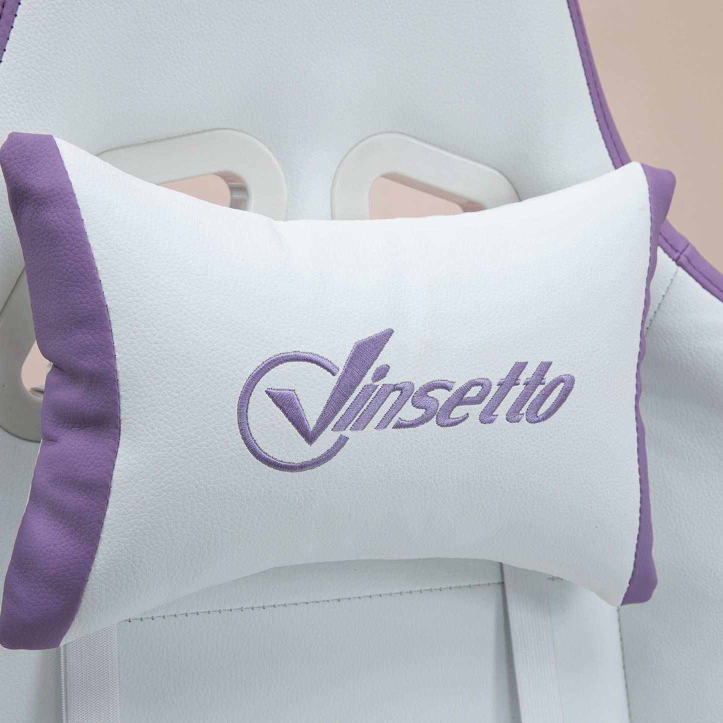 Vinsetto Computer Gaming Chair, PU Leather Office Desk Chair with Footrest, Swivel Wheels, 135√Ç¬∞ Reclining Back, Lumbar Support, Headrest for Home, White and Purple