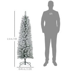 HOMCOM 5ft Artificial Snowy Pencil Christmas Tree - White