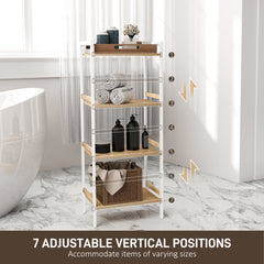 HOMCOM Four-Tier Bamboo Adjustable Shelf Storage Unit