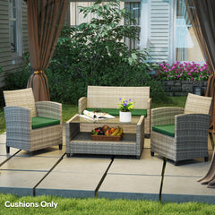 Outsunny Outdoor Seat Cushion Pads for Rattan Furniture, 3 PCs Garden Furniture Cushions, Green