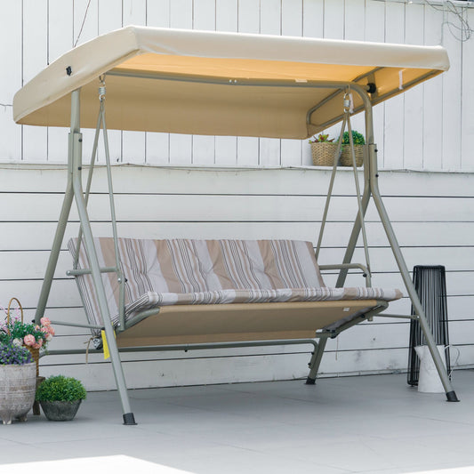 Outsunny Three-Seater Garden Swing Seat - Light Brown