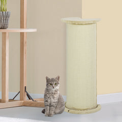 PawHut 85cm Tall Cat Scratching Post, with Sisal Rope, Soft Plush, Anti Tip - Beige