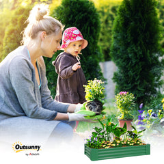 Outsunny 180 x 90cm Galvanised Steel Open Planter - Green