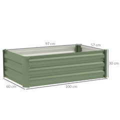 Outsunny Set of Two 60 x 100cm Galvanised Steel Planters, Green