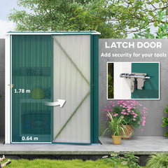 Outsunny 5.3 x 3.1ft Corrugated Steel Garden Shed - Green