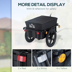 HOMCOM Cargo Trailer Bike Stroller Garden Trolley W/Carrier Utility Luggage & Wheels Black