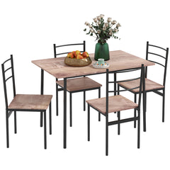 HOMCOM 5 Piece Dining Table and Chairs Set, Dining Room Sets, Steel Frame Space Saving Table and 4 Chairs for Compact Kitchens, Black