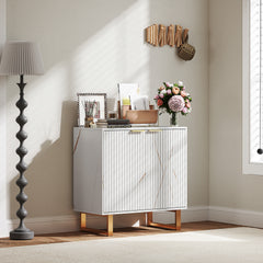 HOMCOM Elegant Storage Sideboard - White/Gold-Tone