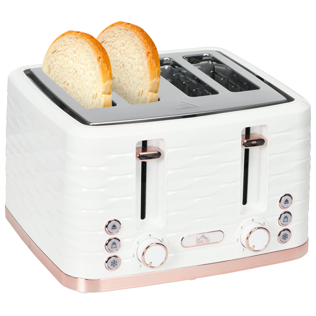 HOMCOM Four-Slice Rippled Toaster - White