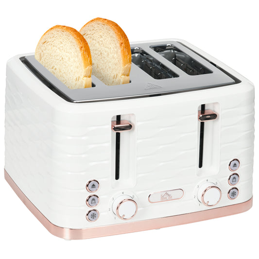 HOMCOM Four-Slice Rippled Toaster - White