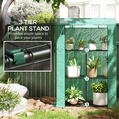 Outsunny 40 x 100cm Three Shelf Steel Frame Greenhouse - Green