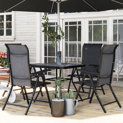 Outsunny Set of Four Folding Garden Chairs, with Seven-Position Adjustable Backs, Grey