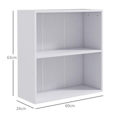 HOMCOM 2 Tier Bookshelf, Low Bookcase with Adjustable Shelf, 2 Compartments for Home Office, Living Room, Study, White