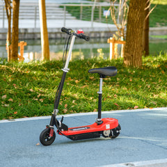 HOMCOM Steel Ride on Powered Scooter, Folding E-Scooter with Warning Bell, 15km/h Maximum Speed, for 4-14 Years Old, Red