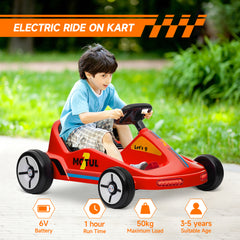 AIYAPLAY 6V Electric Go Kart for Kids with Music, Light, Horn, for 3-5 Years, Red