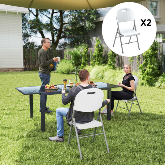 Outsunny Set of Two Foldable Outdoor Chairs - White