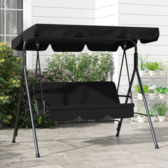 Outsunny Three-Seater Garden Swing Chair, with Adjustable Canopy - Black